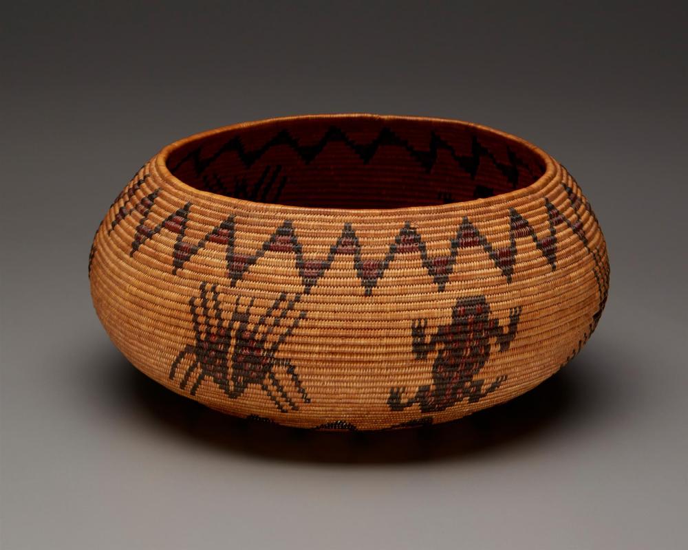 Appraisal: A polychrome Mono Lake Paiute pictorial basket woven by Emma