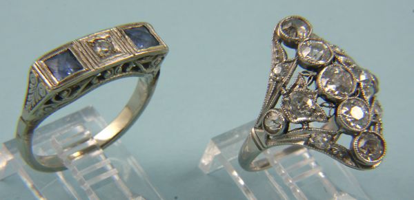 Appraisal: Group of two rings one k white gold diamond and