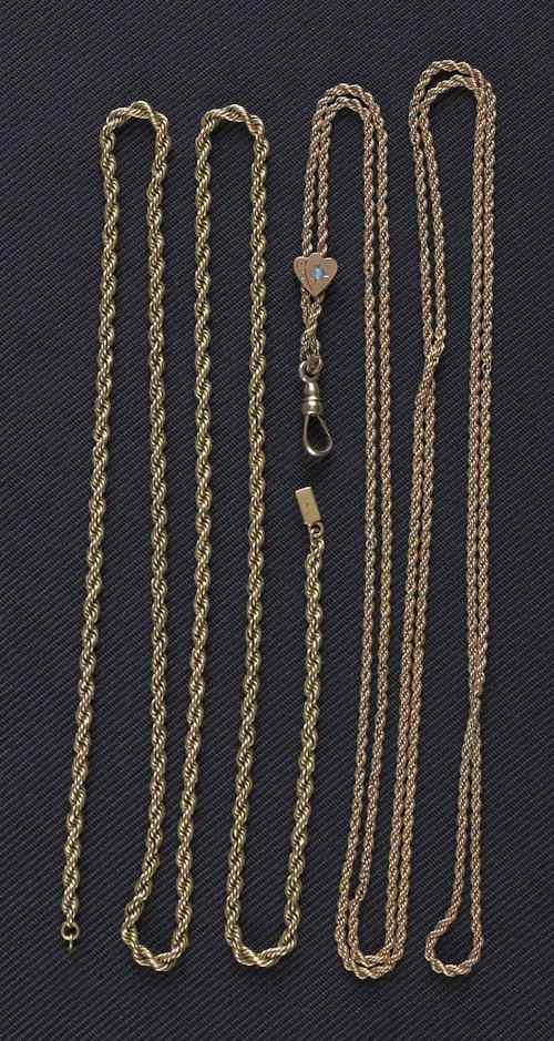 Appraisal: K yellow gold rope slide chain with opal in slide