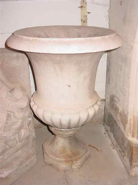 Appraisal: CLASSICAL MARBLE URN ON PEDESTAL with gadrooned waist and octagonal