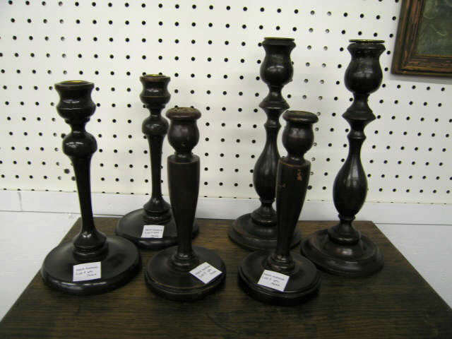 Appraisal: Pairs of Mahogany Candlesticks various sizes