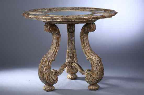 Appraisal: CONTINENTAL STYLE SILVER AND GILT PAINTED CENTER TABLE Serpentine top