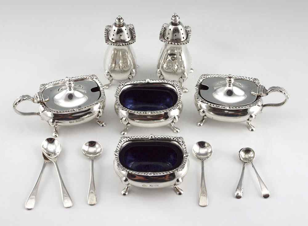 Appraisal: ELKINGTON CO STERLING SILVER MASTER SALT PEPPER SET Elkington Co