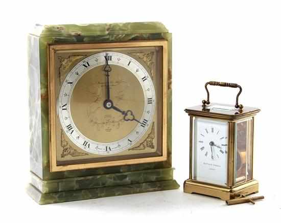 Appraisal: English carriage and mantel clocks mid th century brass and