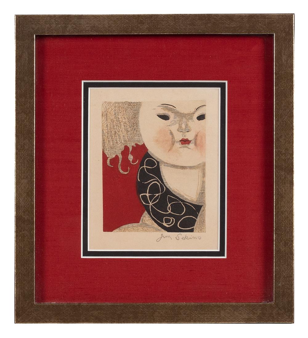 Appraisal: JUN'ICHIRO SEKINO JAPAN - DOLL WOODBLOCK PRINT X SIGHT FRAMED