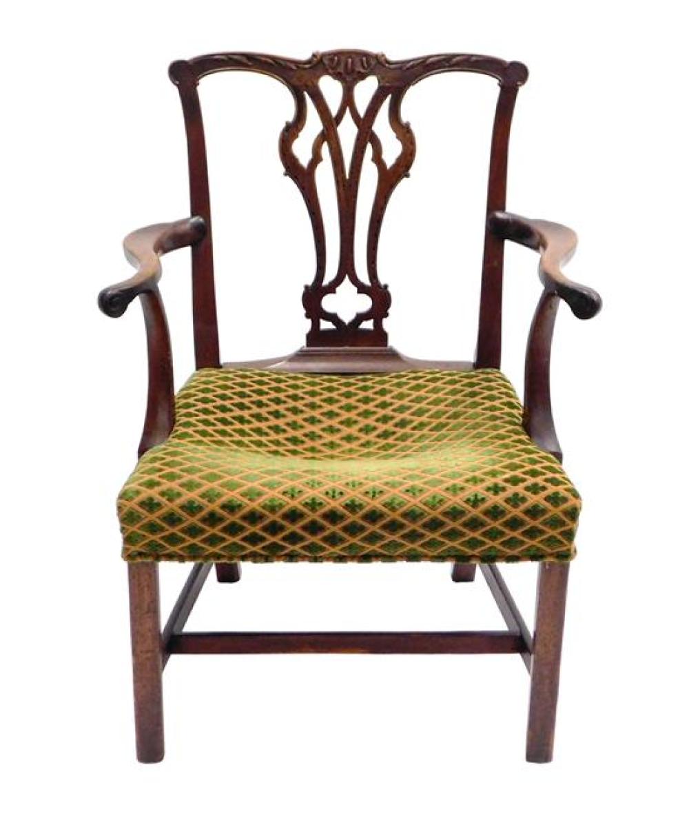 Appraisal: George III open armchair English th C shaped top rail