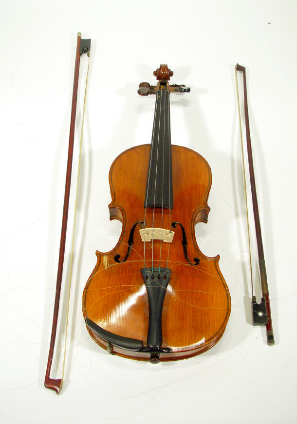 Appraisal: Violin and two bows the violin with paper label marked