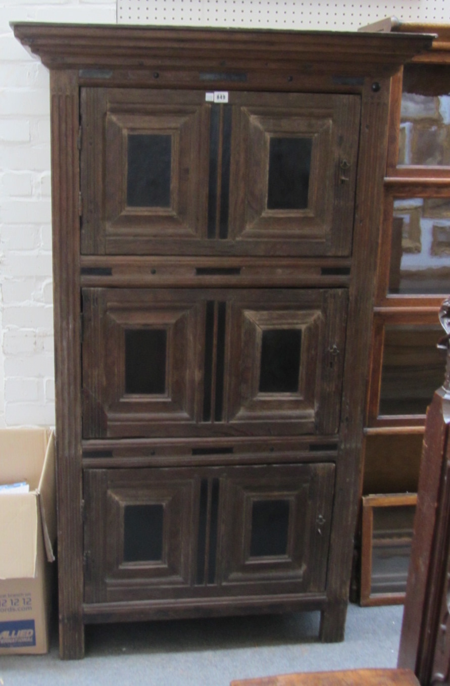 Appraisal: A made up th century oak and ebony inlaid three