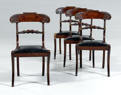 Appraisal: Set of four fine Regency side chairs mahogany and mahogany