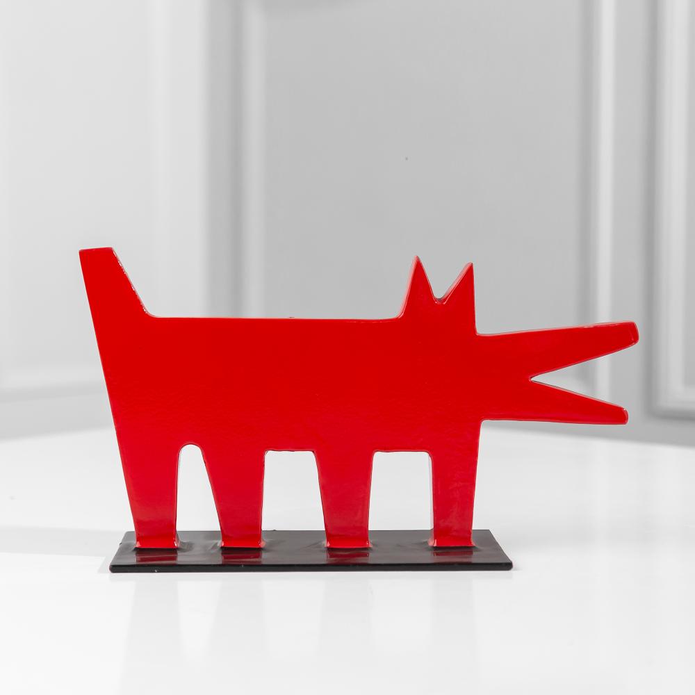 Appraisal: CHRISTIAN AUDIGIER KEITH HARING-STYLE BARKING DOG unsigned on metal base