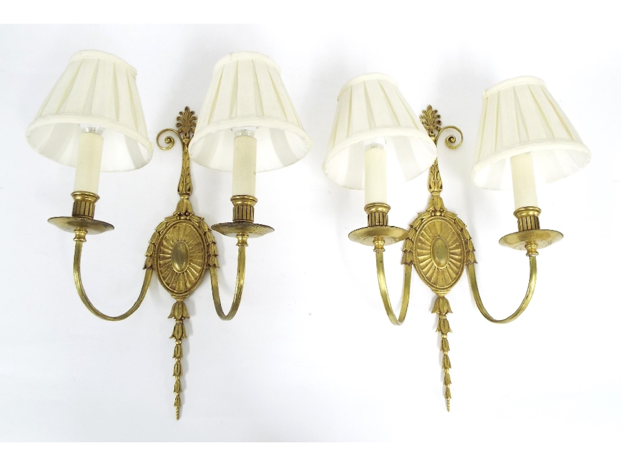 Appraisal: Pair of twin branch wall lights in the French Empire