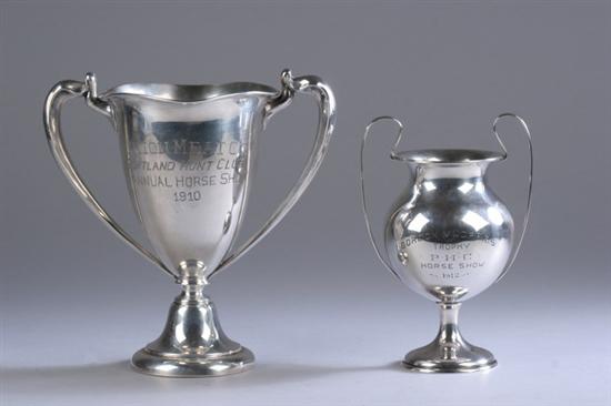 Appraisal: TWO STERLING SILVER SPORTING TROPHY CUPS One by Simons Bro