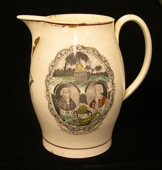 Appraisal: Liverpool creamware jug English early th C American view with