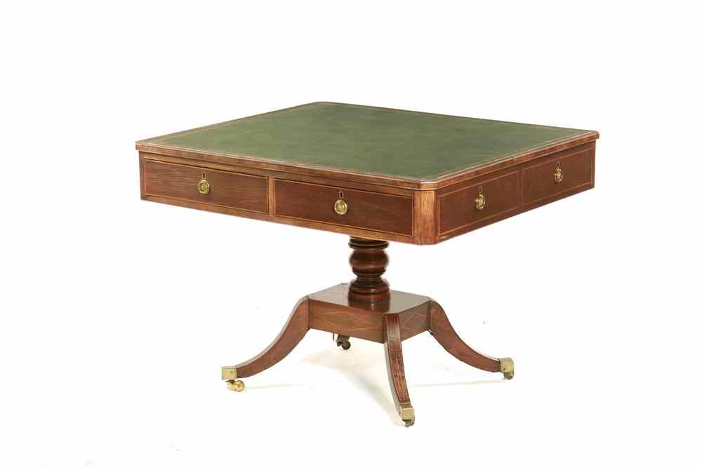 Appraisal: RENT TABLE - Ca English Regency mahogany leather top rent