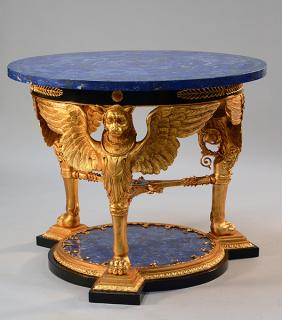 Appraisal: th C lapis lazuli and gilt bronze Egyptian Revival center