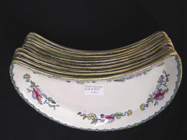 Appraisal: English Ironstone Cresent Salad Plates or bone dishes Mandalay pattern