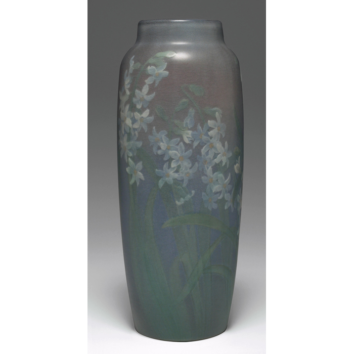 Appraisal: Large and nicely decorated Rookwood vase Vellum glaze with a