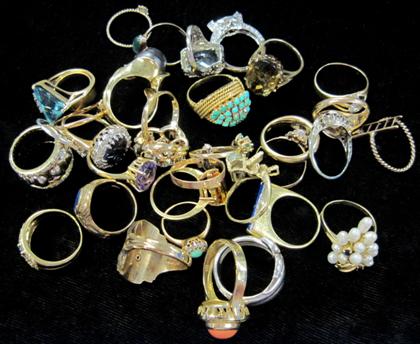 Appraisal: Group of lady's ringsOf varying size and form thirty-three pieces