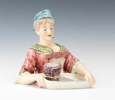 Appraisal: A Bernard Bloch Figural Tavern Server Majolica Tobacco Jar Ashtray