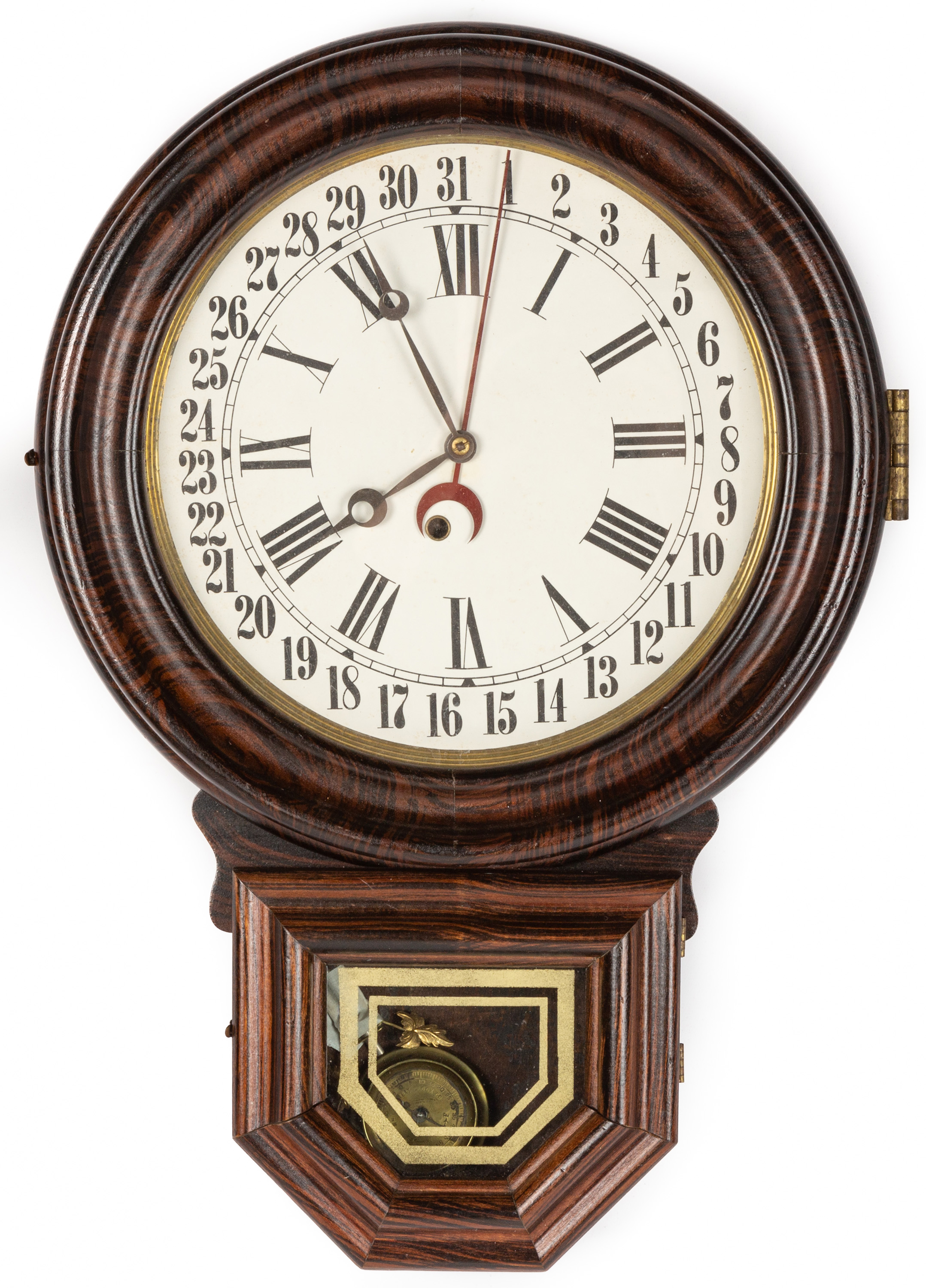 Appraisal: GILBERT CALENDAR WALL CLOCK Grain painted day time only