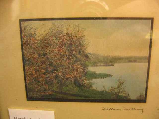 Appraisal: Wallace Nutting Miniature Print apple blossoms along the water signed