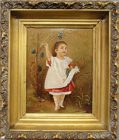 Appraisal: - Small Victorian oil on board panting of a little