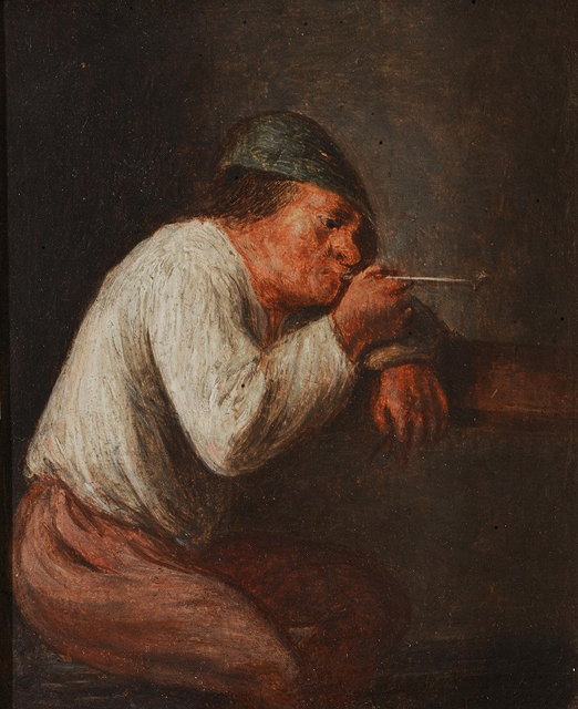 Appraisal: CIRCLE OF DAVID TENIERS - A peasant smoking a pipe