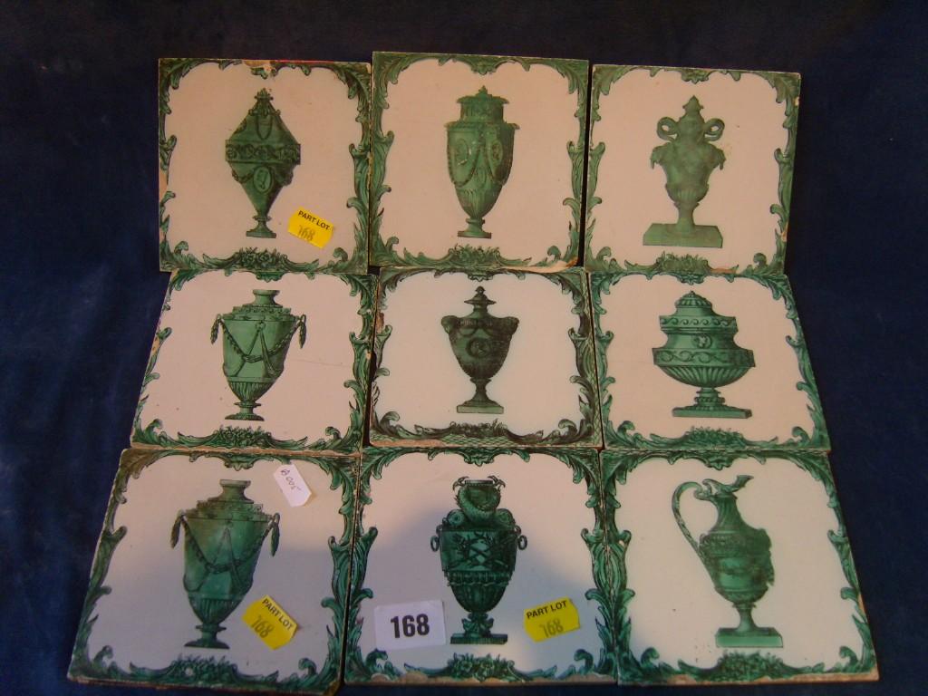 Appraisal: A set of nine late th century Liverpool pottery tiles