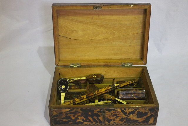 Appraisal: A GEORGIAN JEWELLERY BOX of rectangular form with inlaid tortoiseshell