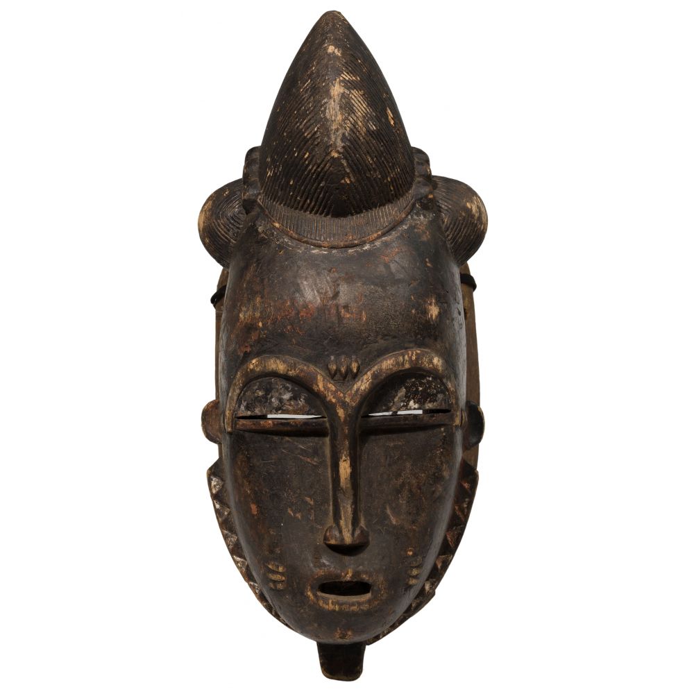 Appraisal: AFRICAN BAULE CARVED WOOD TRIBAL MASKRitual tribal mask from the