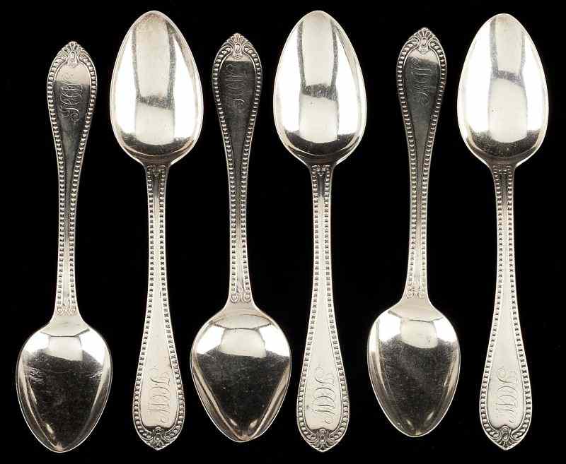 Appraisal: Set of Californian Coin Silver Dessert Spoonsmarked ''J W Tucker