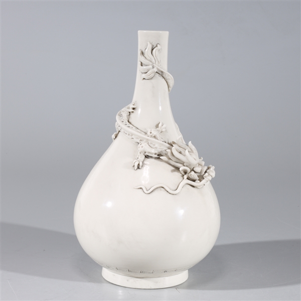 Appraisal: Chinese blanc de chine porcelain vase with dragon in high