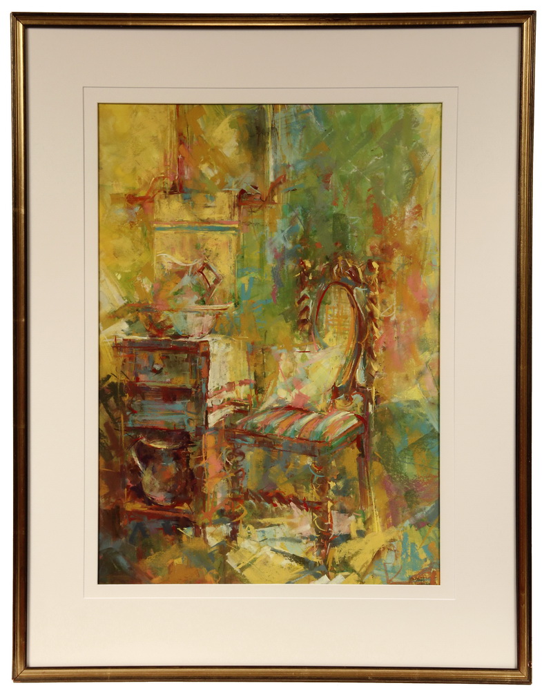 Appraisal: JUNE ARNOLD UK - - Chair and Washstand pastel signed