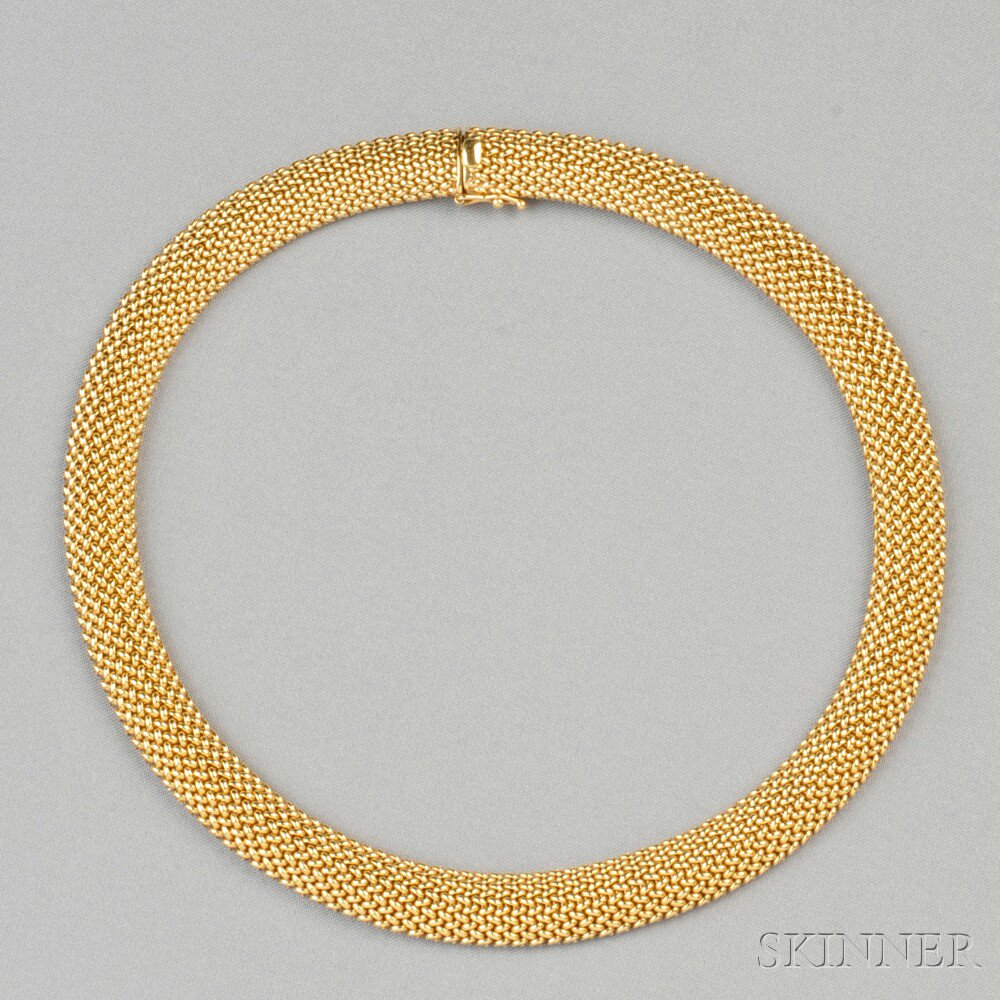 Appraisal: kt Gold Necklace composed of woven mesh links dwt lg