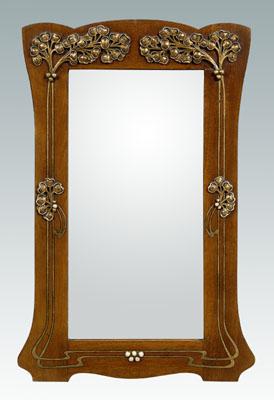 Appraisal: Art Nouveau mirror mahogany with raised floral decoration with Art