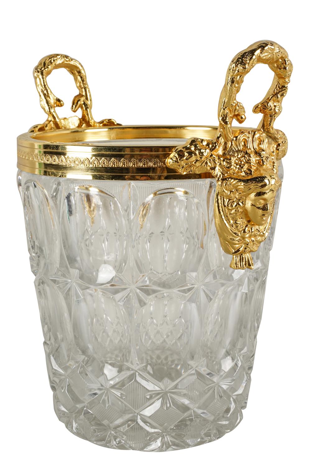 Appraisal: GILT METAL CUT-CRYSTAL CHAMPAGNE BUCKETunmarked Condition some cloudiness to interior