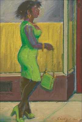 Appraisal: Clyde J Singer American - Girl in green dress Oil