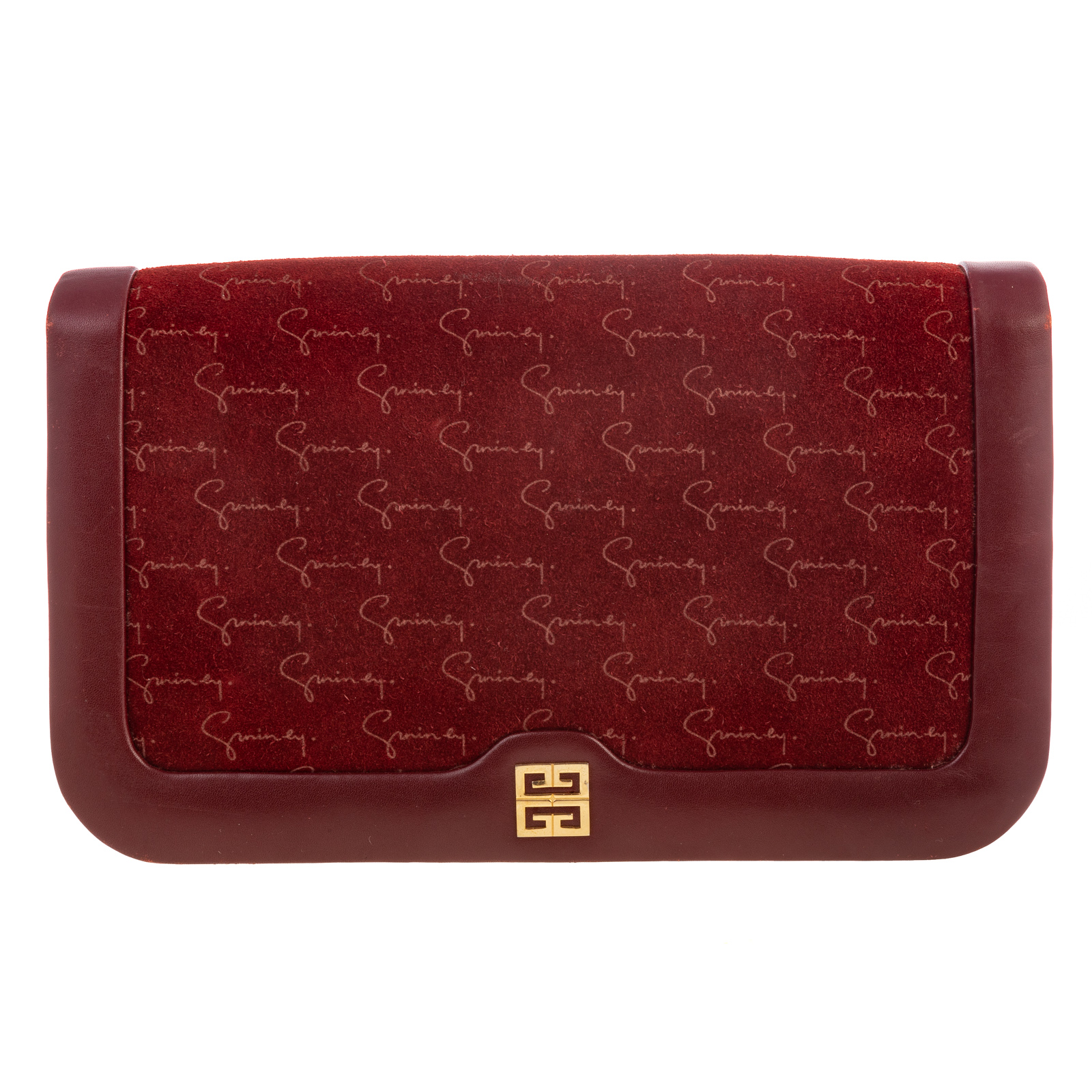 Appraisal: A GIVENCHY LOGO SHOULDER FLAP A burgundy suede leather Givenchy