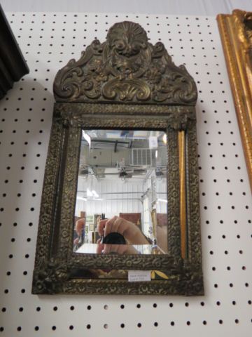 Appraisal: European Brass Beveled Mirror overall x