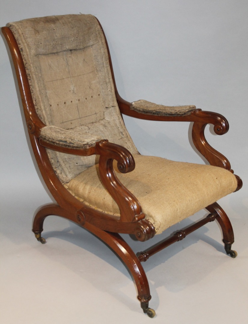 Appraisal: A George IV mahogany framed occasional chair stamped Johnstone Jeanes