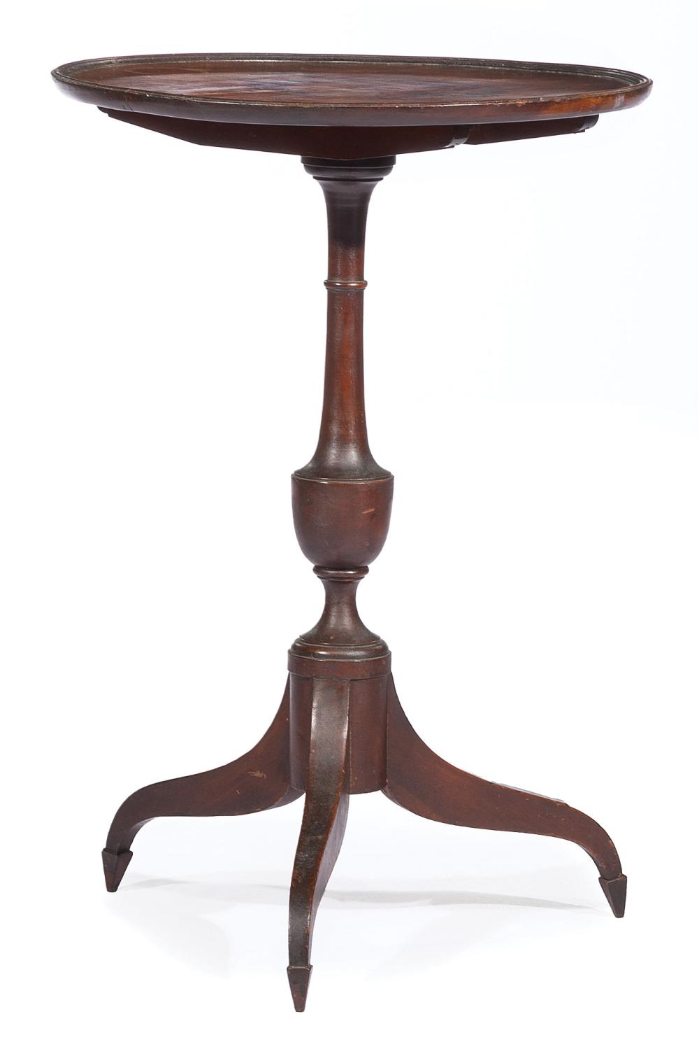 Appraisal: American Federal Carved Walnut Tilt-Top Candlestand early th c dished