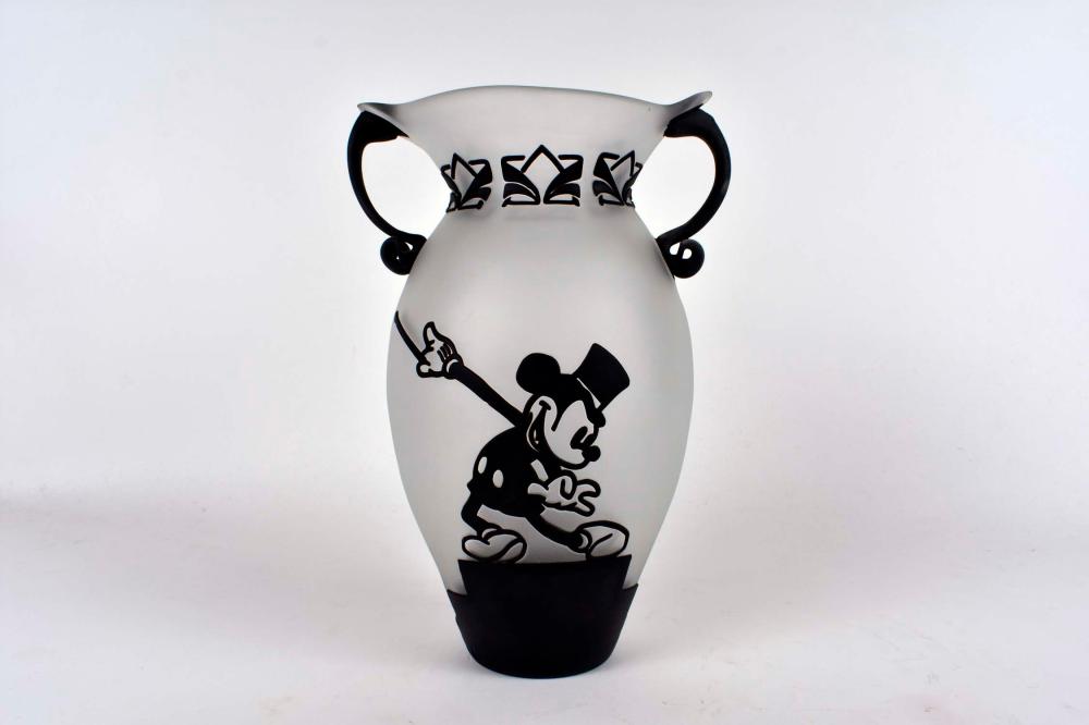 Appraisal: DISNEY CAMEO CUT GLASS VASESigned Disney with copyright The baluster