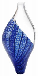 Appraisal: Claire Kelly and Anthony Schafermeyer free-blown glass vase Blue Arabesque