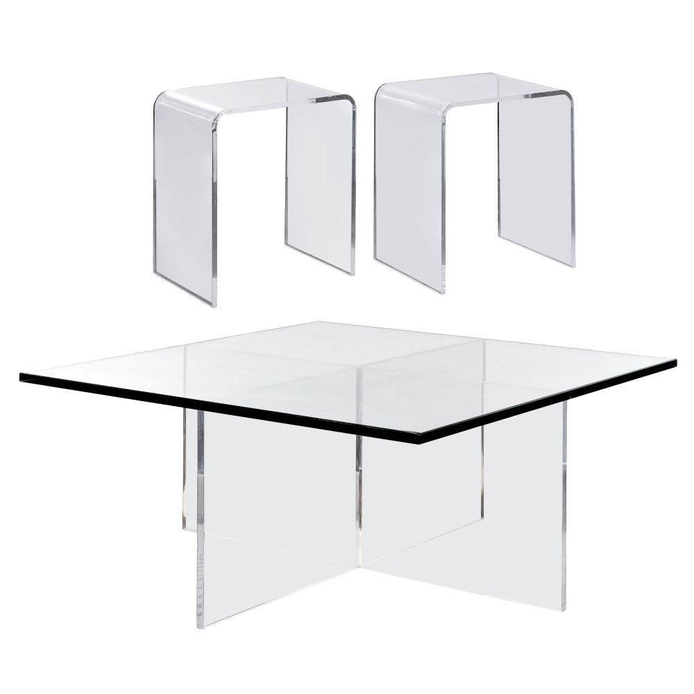 Appraisal: ACRYLIC COFFEE AND SIDE TABLE COLLECTION items including a square