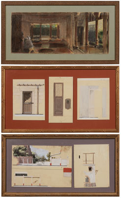 Appraisal: Attributed to Edward Carfagno California - six set design sketches