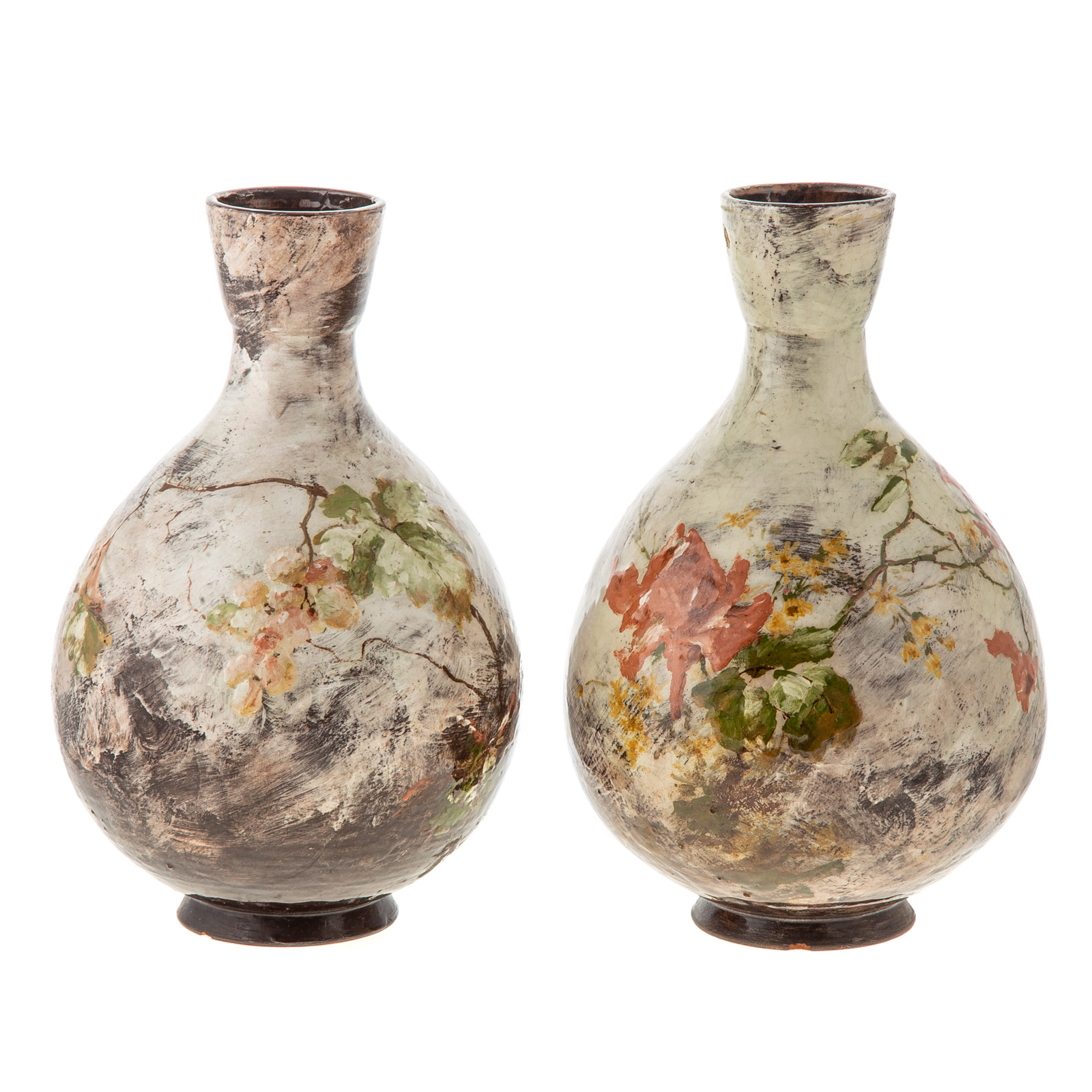 Appraisal: A PAIR OF HAVILAND LIMOGES BARBOTINE VASES Late th century