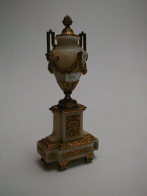 Appraisal: A thC French ormolu and alabaster urn on stand with