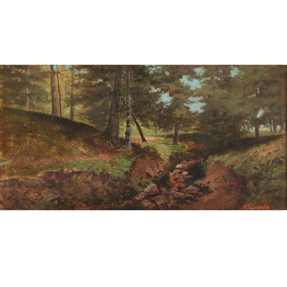 Appraisal: FRANK GIRARDIN AMERICAN - DRY CREEK BED IN WOODED LANDSCAPE