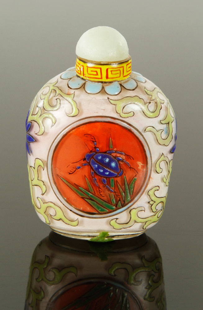 Appraisal: - Chinese Republic Period Glass Snuff Bottle Enameled glass snuff