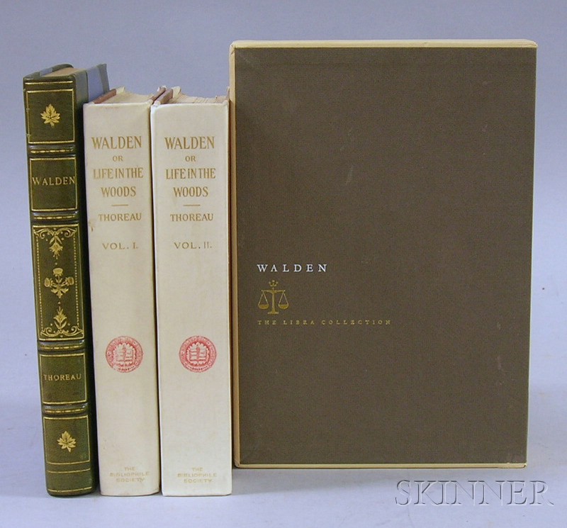 Appraisal: Thoreau Henry David - Fine Press Walden three copies one